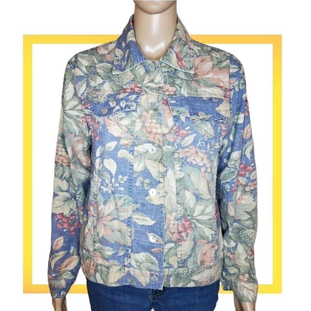 Norm Thompson denim foral Jacket